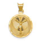 14K Polished Diamond-cut Corpus Circle Pendant