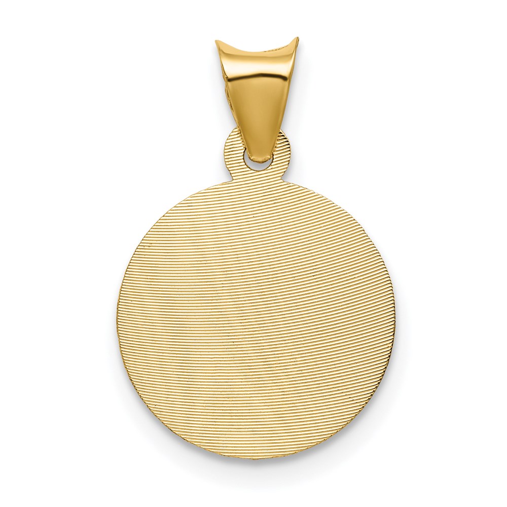 14K Polished Diamond-cut Corpus Circle Pendant