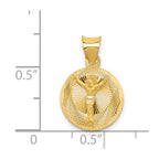14K Polished Diamond-cut Corpus Circle Pendant