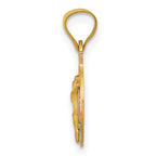 14K with Rose and White Rhodium Diamond-cut Corpus Circle Pendant