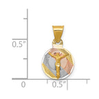 14K with Rose and White Rhodium Diamond-cut Corpus Circle Pendant