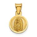 14K Polished Diamond-cut Semi-solid Our Lady Of Guadalupe Round Pendant
