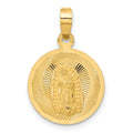 14K Polished Diamond-cut Solid Our Lady Of Guadalupe Round Pendant