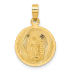 14K Polished Diamond-cut Solid Our Lady Of Guadalupe Round Pendant