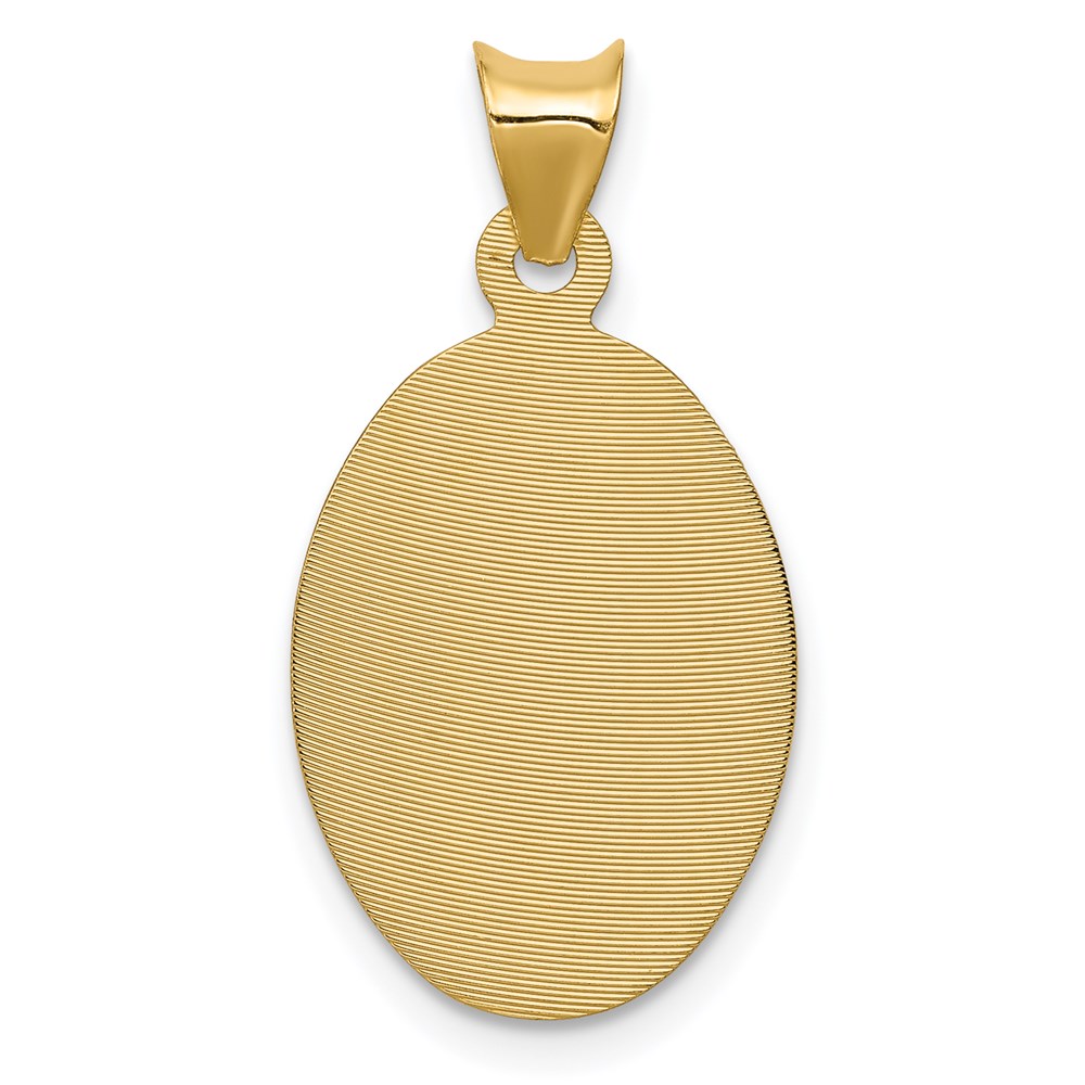14K Polished Diamond-cut Semi-solid Our Lady Of Guadalupe Oval Pendant