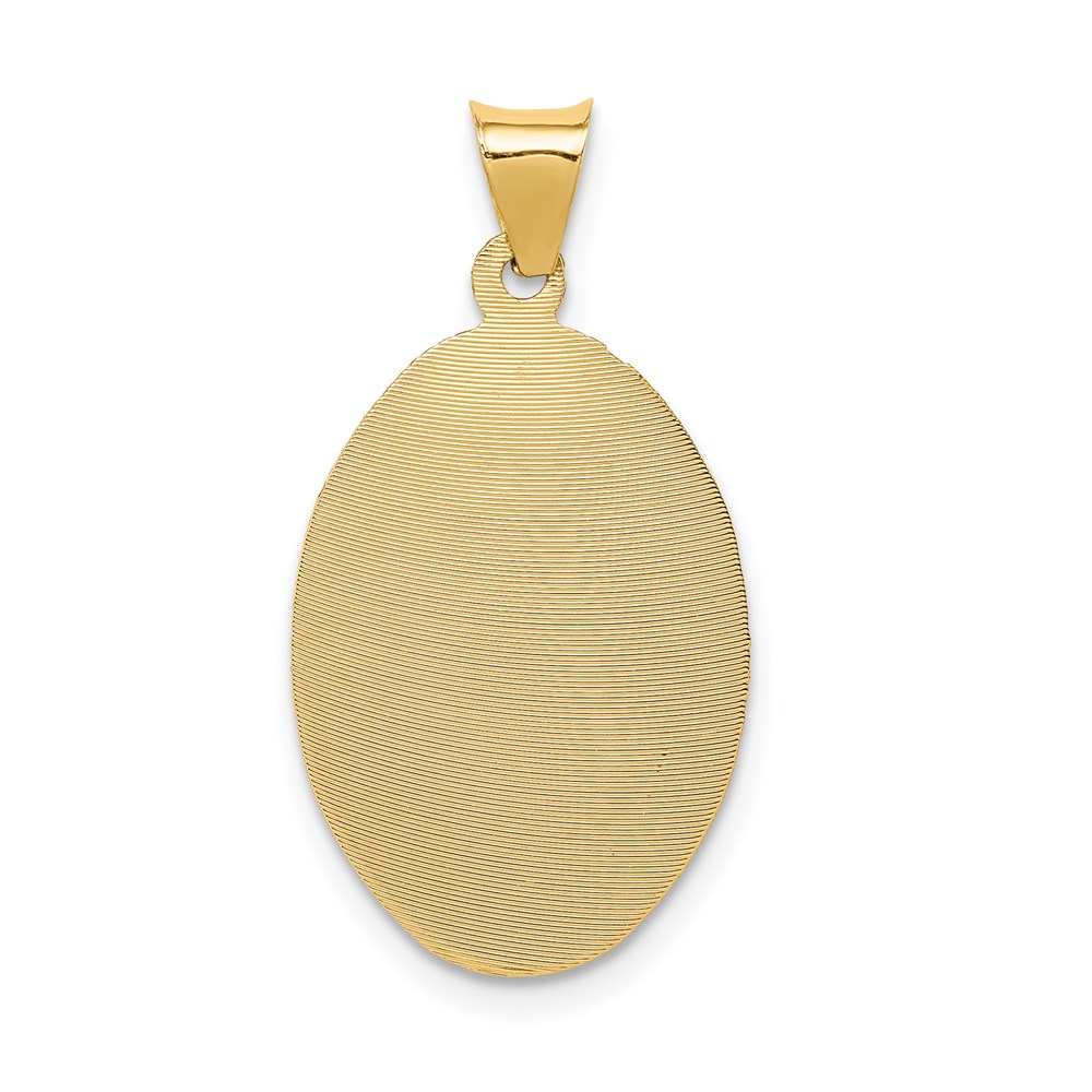 14K Polished Diamond-cut Solid Our Lady Of Guadalupe Oval Pendant