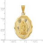 14K Polished Diamond-cut Solid Large Our Lady Of Guadalupe Oval Pendant