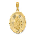 14K Polished Diamond-cut Solid Large Our Lady Of Guadalupe Oval Pendant