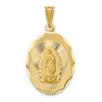 14K Polished Diamond-cut Solid Large Our Lady Of Guadalupe Oval Pendant
