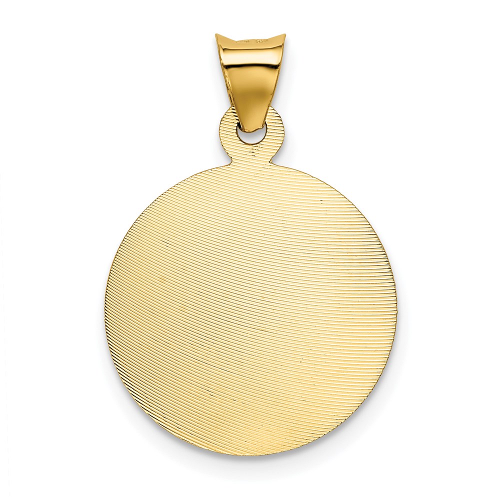 14K with Rose and White Rhodium Polished Diamond-cut Solid Our Lady Of Guadalupe Round Pendant