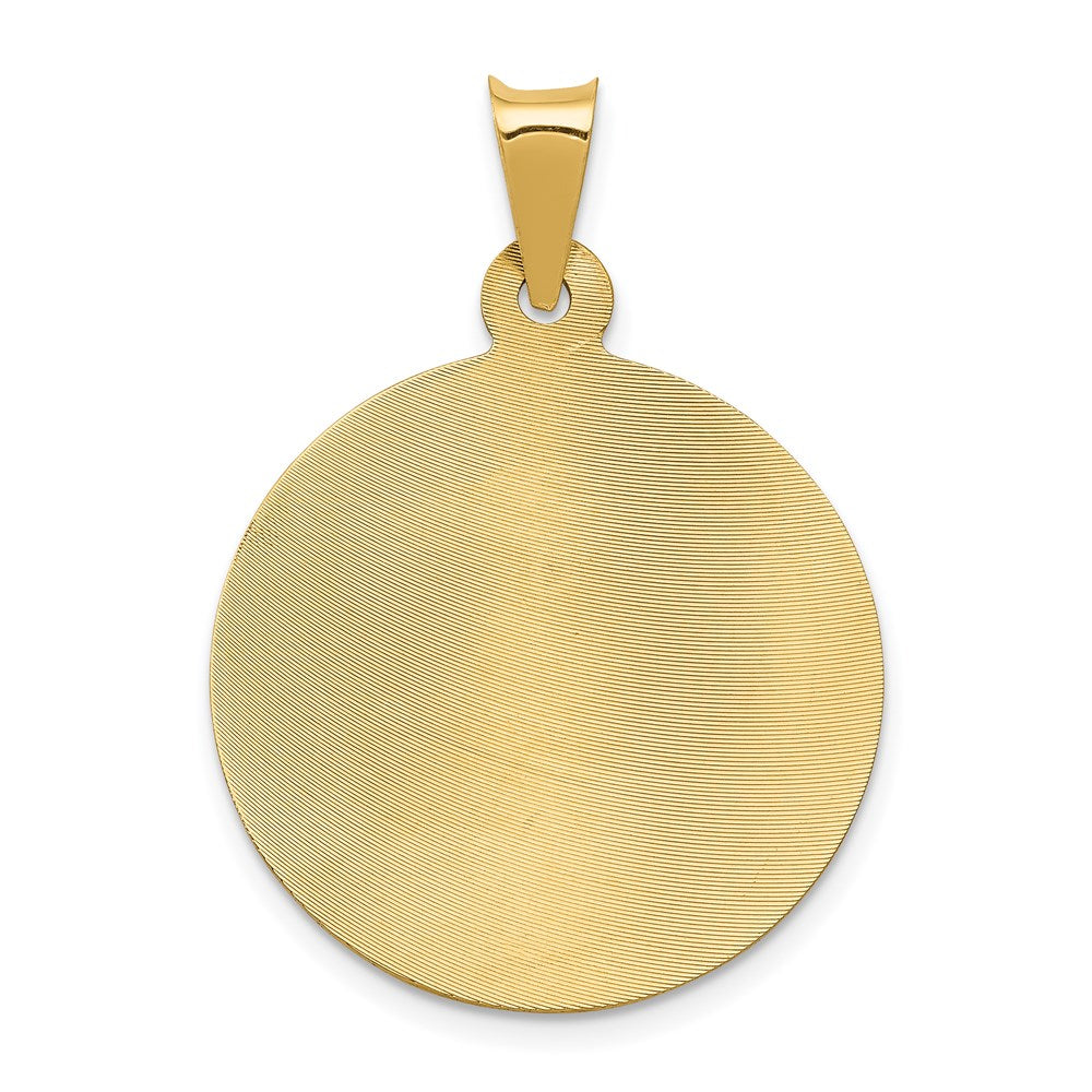 14K with Rose and White Rhodium Polished Diamond-cut Solid Our Lady Of Guadalupe Round Pendant