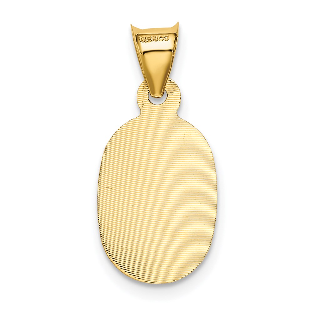 14K Polished Diamond-cut Semi-solid Our Lady Of Guadalupe Oval Pendant