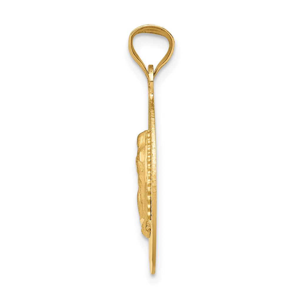 14k Polished and Satin Solid Our Lady of Guadalupe Oval Pendant