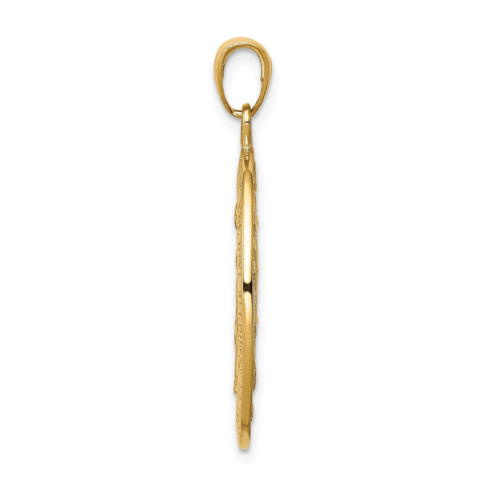 14k Polished and Satin Solid Miraculous Medal Oval Pendant