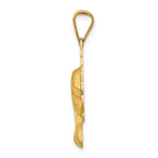 14k Satin and Polished Diamond-cut Virgin Mary Scalloped Edge Pendant