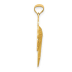 14k Satin and Polished Diamond-cut Virgin Mary Scalloped Edge Pendant