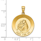 14k Polished Solid Saint Anthony Large Round Medal Pendant
