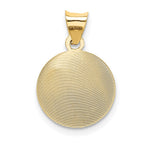 14K with Rose and White Rhodium Diamond-cut Baptism Round Pendant