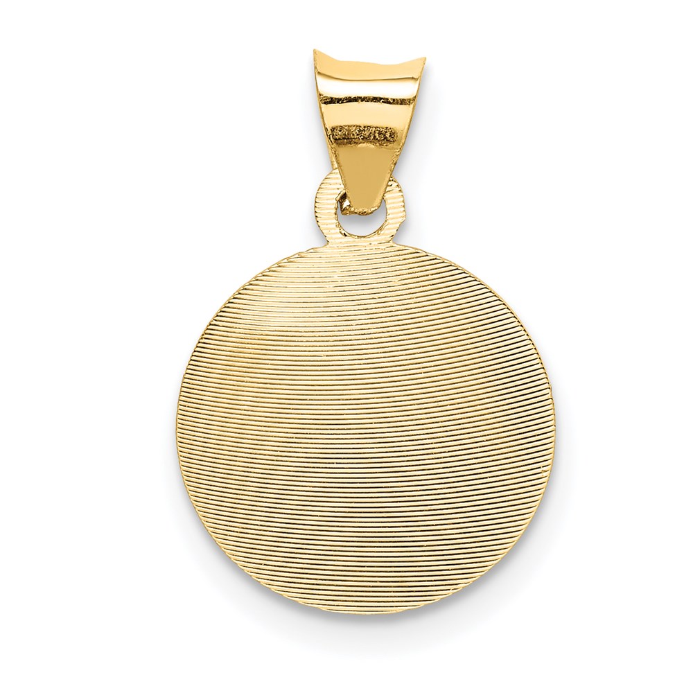 14K with Rose and White Rhodium Diamond-cut Baptism Round Pendant