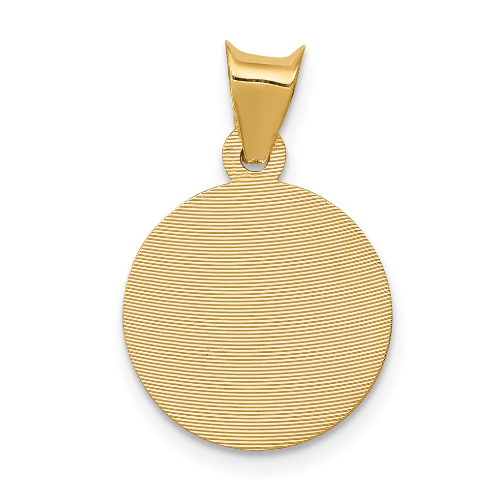 14k Polished and Diamond-cut Baptism Round Pendant