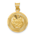 14k Polished and Diamond-cut Baptism Round Pendant