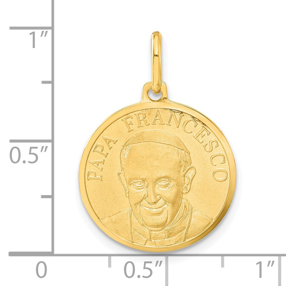 14k Yellow Gold Polished and Satin Papa Francesco Medal Pendant