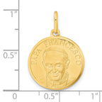 14k Yellow Gold Polished and Satin Papa Francesco Medal Pendant