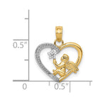 14K and White Rhodium Angel in Heart with Star Pendant