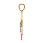 14k Two-tone Gold Polished Star of David with Chai Pendant