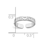 14K White Gold Polished Heart Design Adjustable Toe Ring