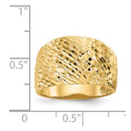 14K Polished and Textured Diamond-cut Dome Ring