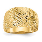 14K Polished and Textured Diamond-cut Dome Ring