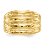 14K Polished Diamond-cut Four Ridge Fashion Dome Ring