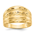 14K Polished Diamond-cut Four Ridge Fashion Dome Ring