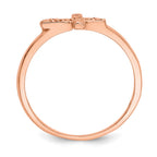 14k Rose Gold Polished and Diamond-cut Cross Ring