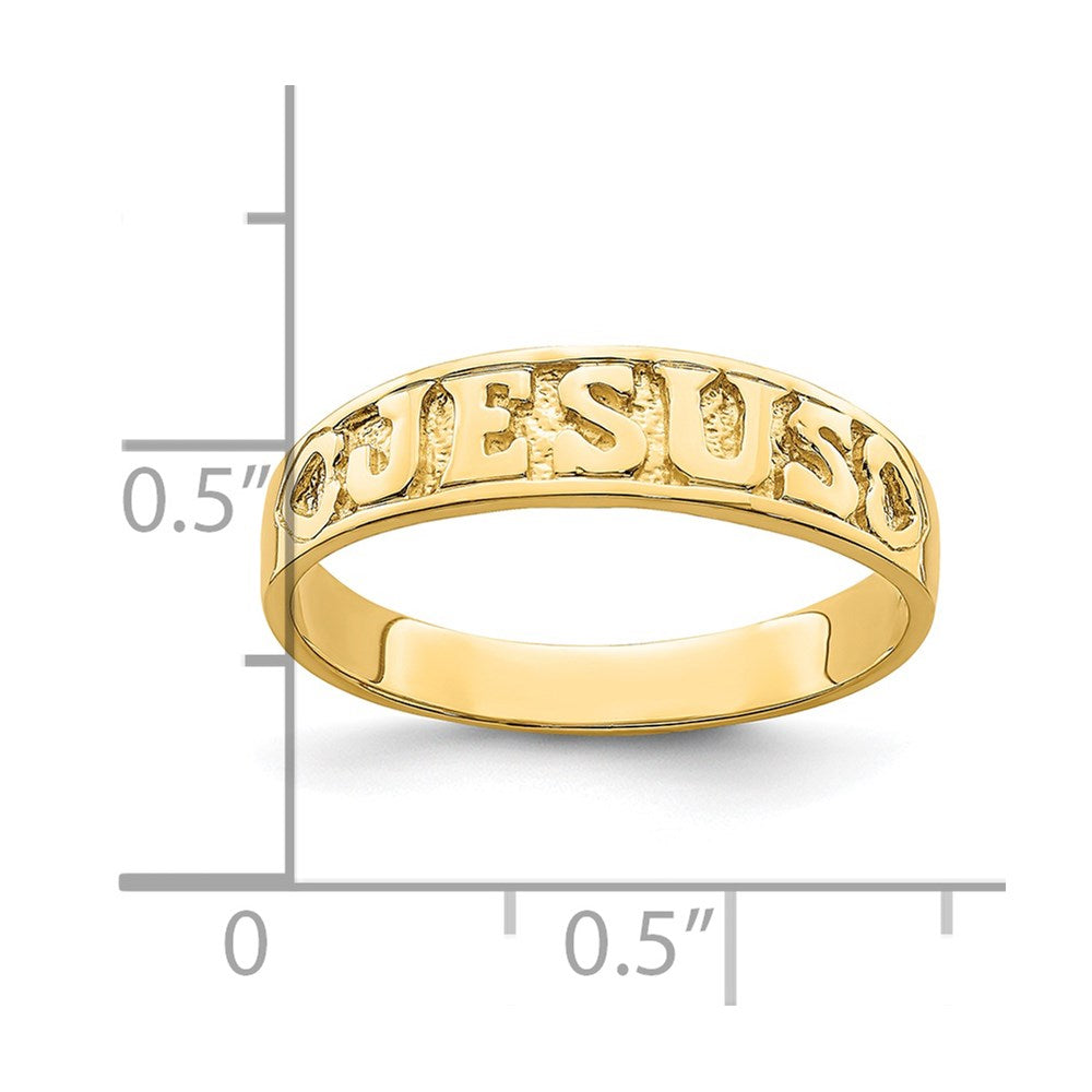 14K Polished JESUS with Hearts Ring