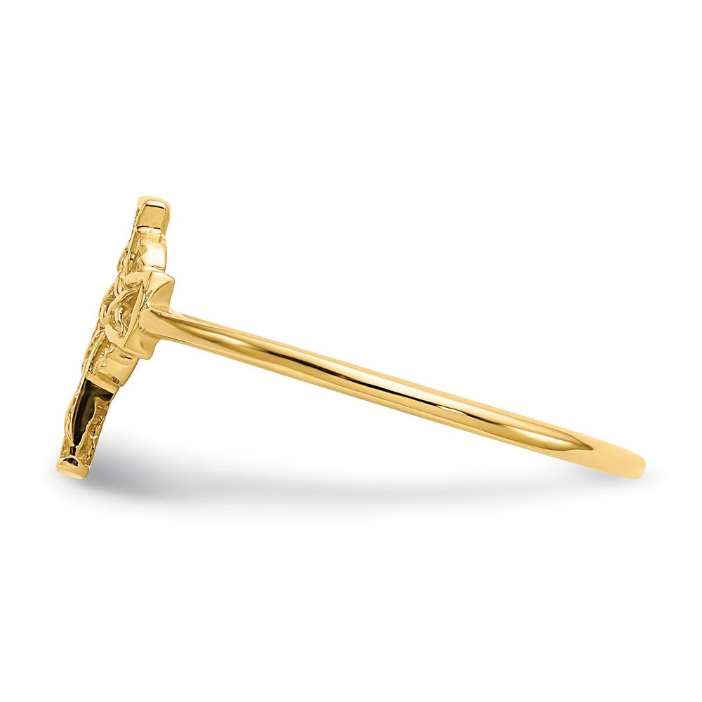 14k Polished Celtic Knot Cross Ring