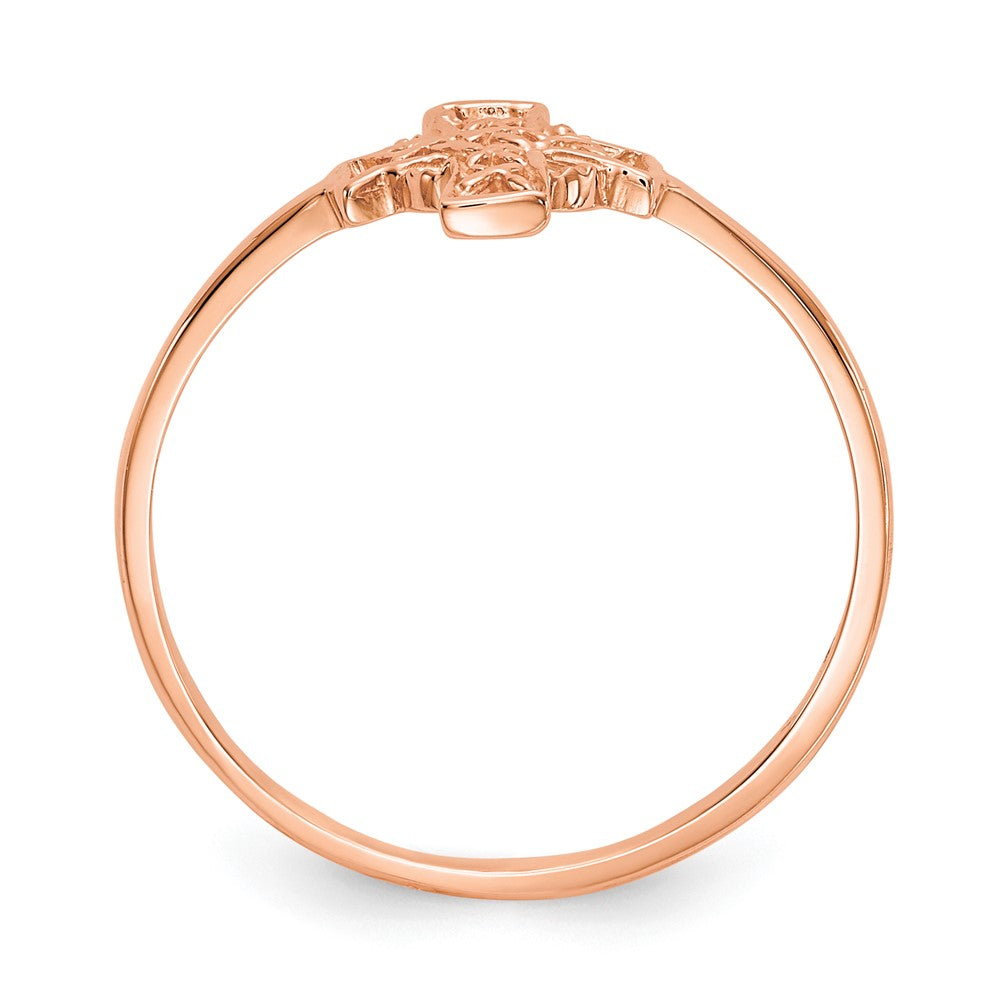 14k Rose Gold Polished Celtic Knot Cross Ring