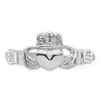 14k White Gold Ladies Polished Claddagh Ring