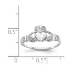 14k White Gold Ladies Polished Claddagh Ring