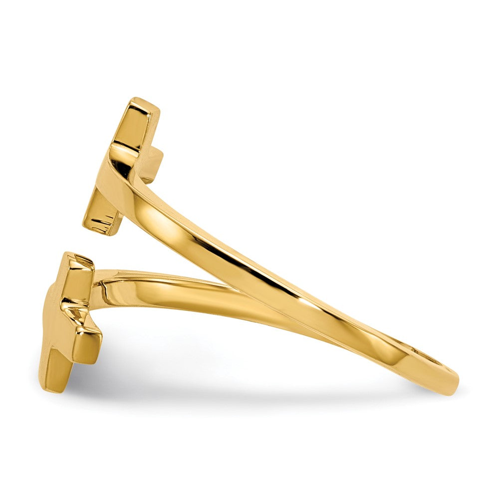 14k Polished Double Cross Bypass Ring