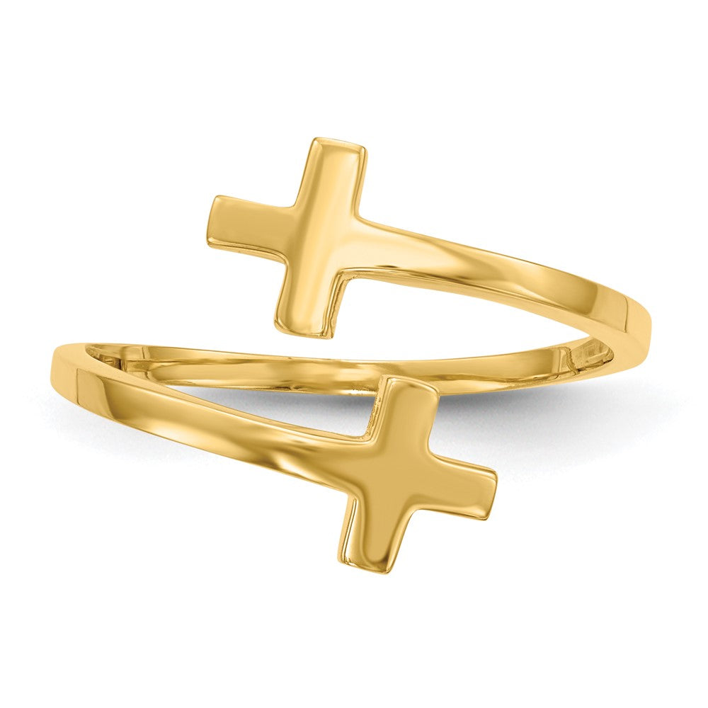14k Polished Double Cross Bypass Ring