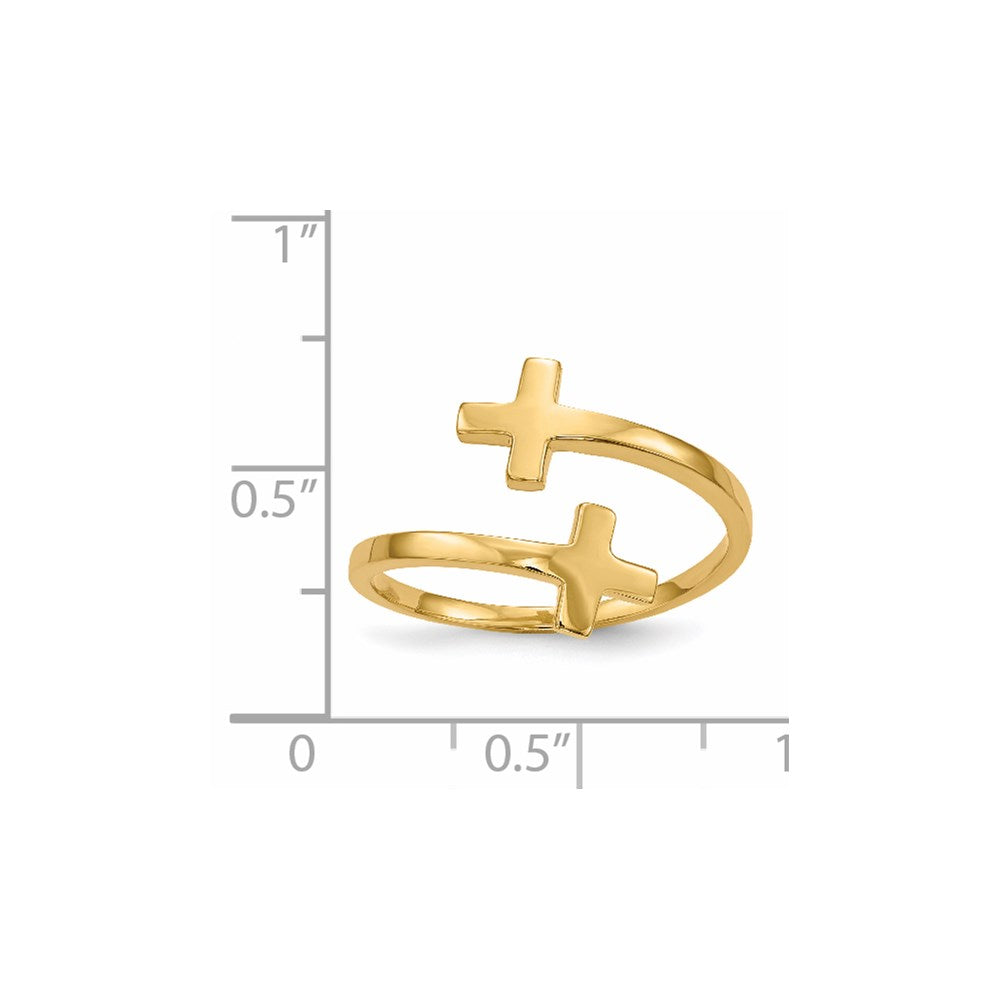 14k Polished Double Cross Bypass Ring