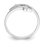 14k White Gold Polished Double Cross Bypass Ring