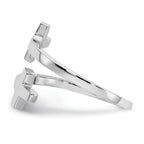 14k White Gold Polished Double Cross Bypass Ring