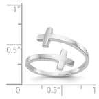 14k White Gold Polished Double Cross Bypass Ring