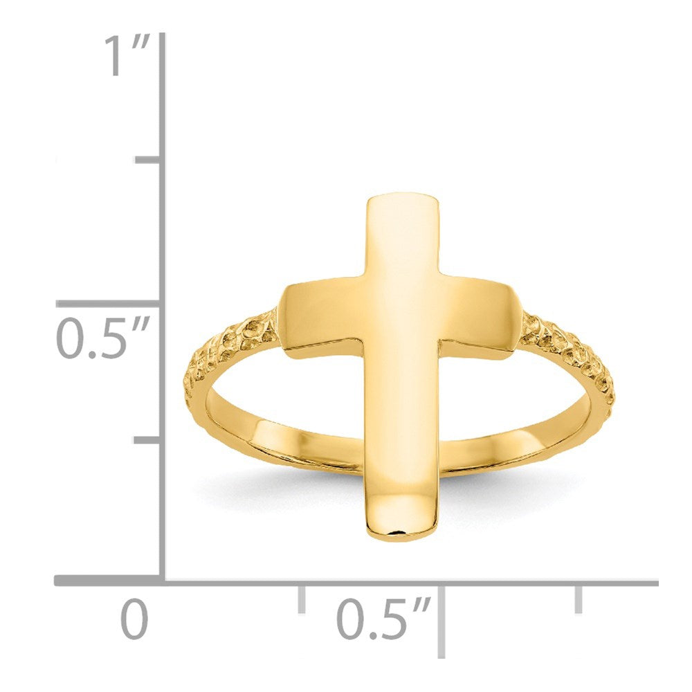 14k Polished and Textured Cross Ring