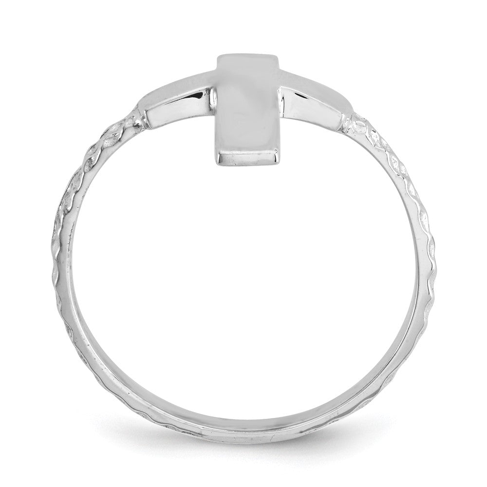14k White Gold Polished and Textured Cross Ring