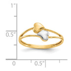 14k and White Rhodium Double Heart Ring