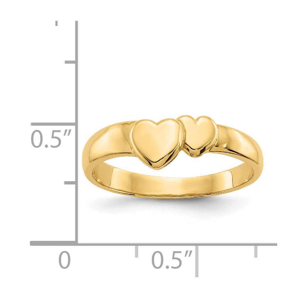14k Polished Adjoining Hearts Ring
